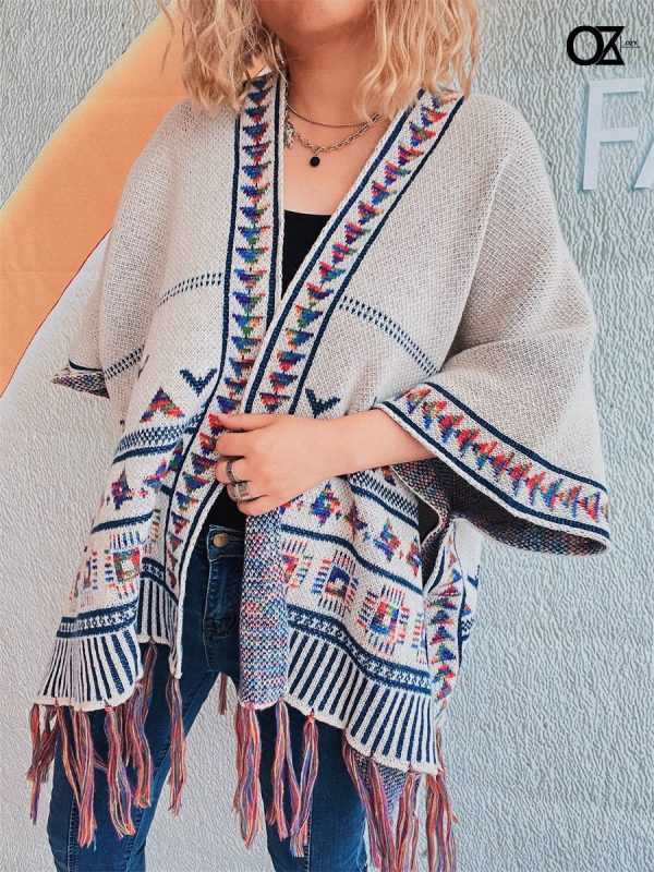 Cross-Border Knitted Tassel Shawl