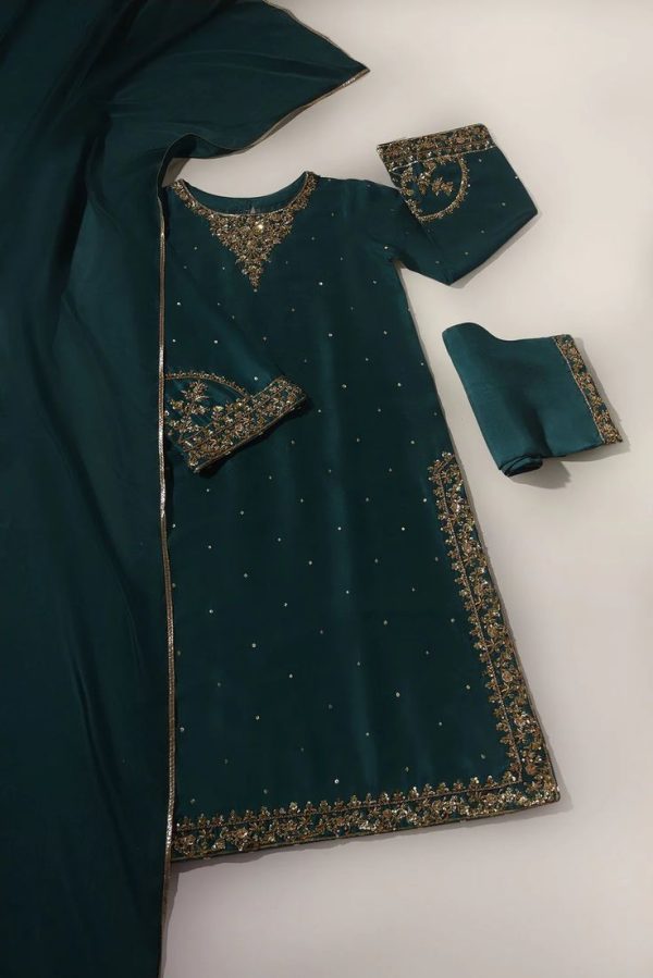 Pakistani Party Frock With Dupatta NKR - Image 3