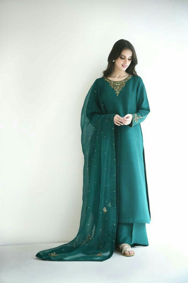 Pakistani Party Frock With Dupatta NKR - Image 4